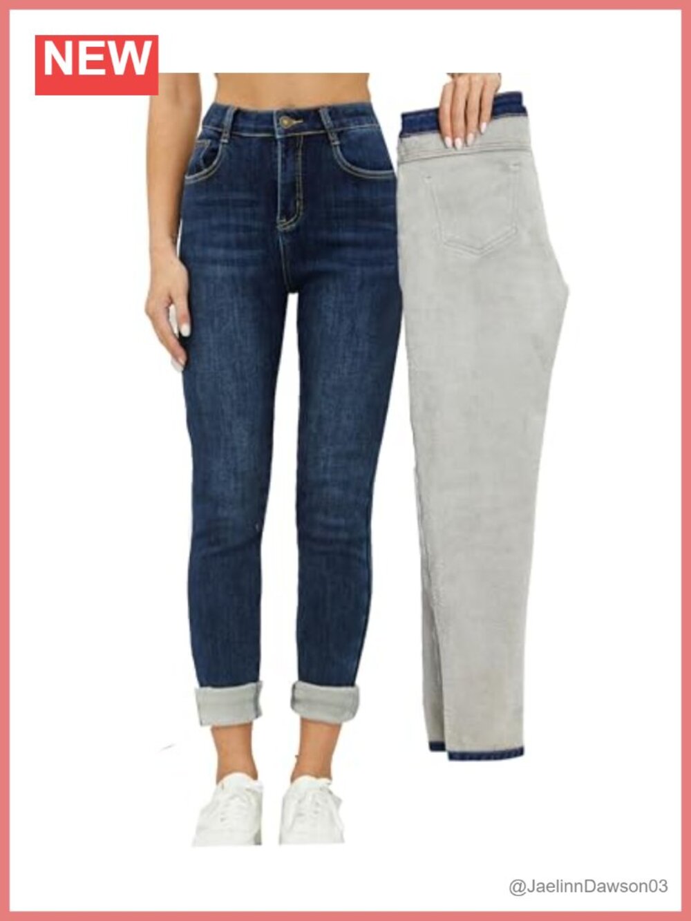 Fleece Lined Thermal Skinny Jeans High Rise Stretch Winter Jeggings